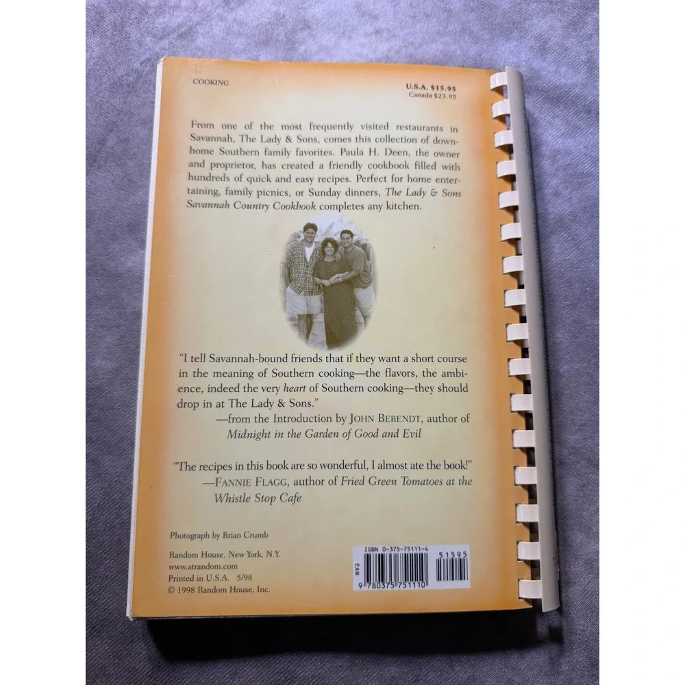 Paula Deen The Lady & Sons Savannah Country Cookbook Spiral 1998 SouthernRecipes